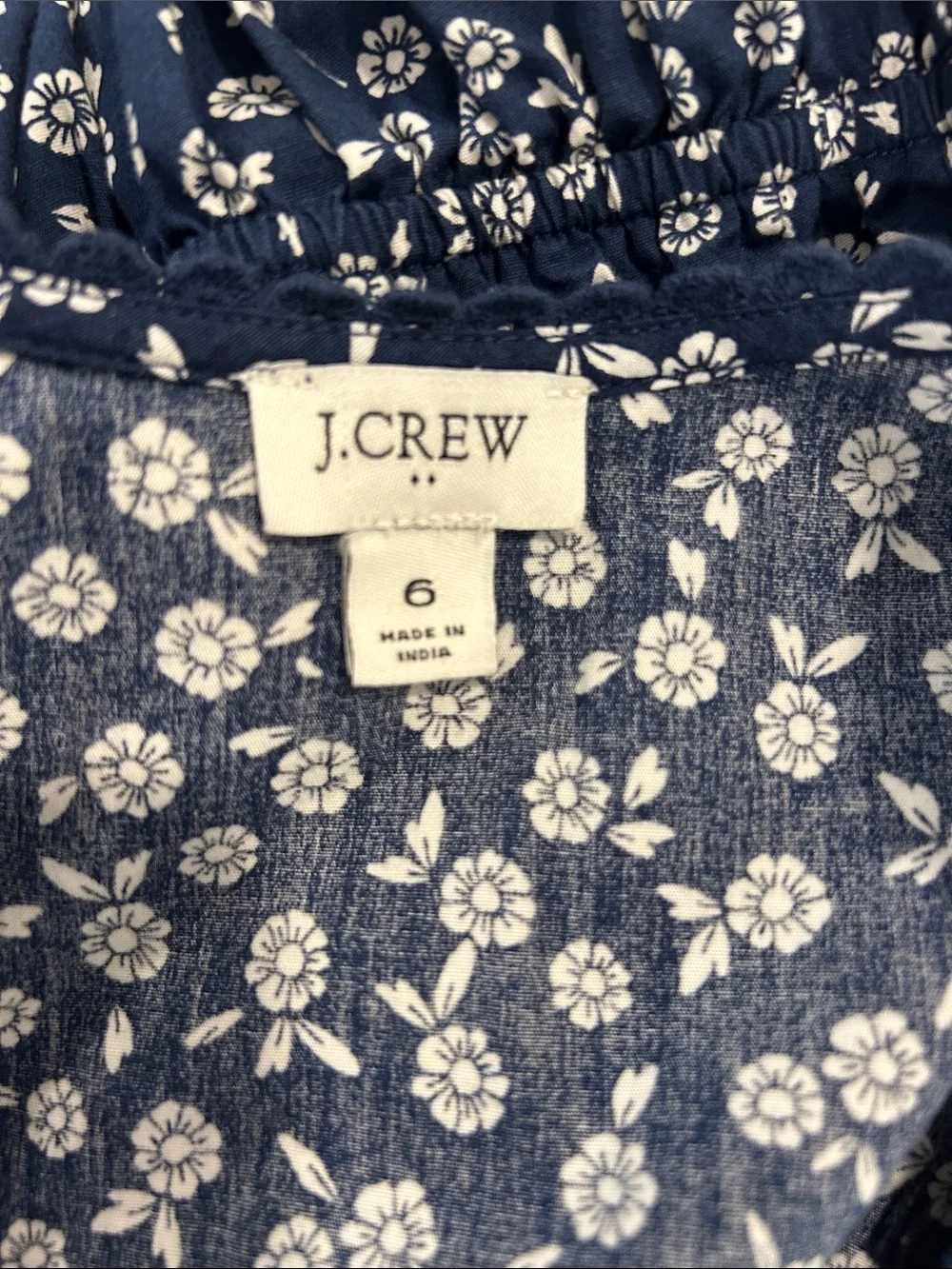 J. Crew Factory Navy Floral Midi Dress with White Print - Picture 2 of 4